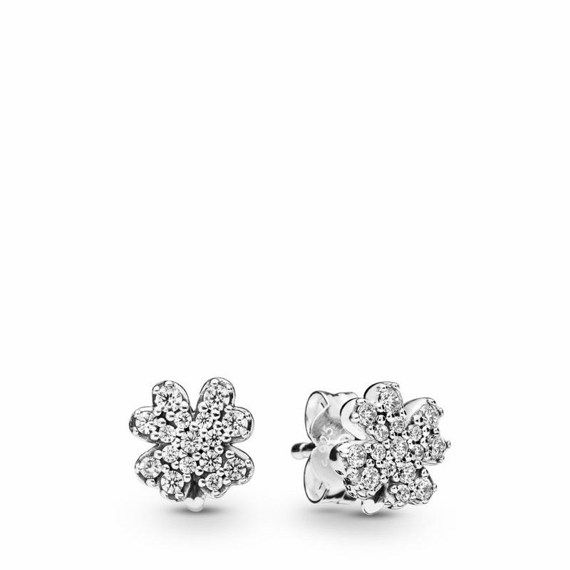 Pandora Radiant Clover Stud Earrings Ireland - Sterling Silver/Cubic Zirconia - 721039FQV